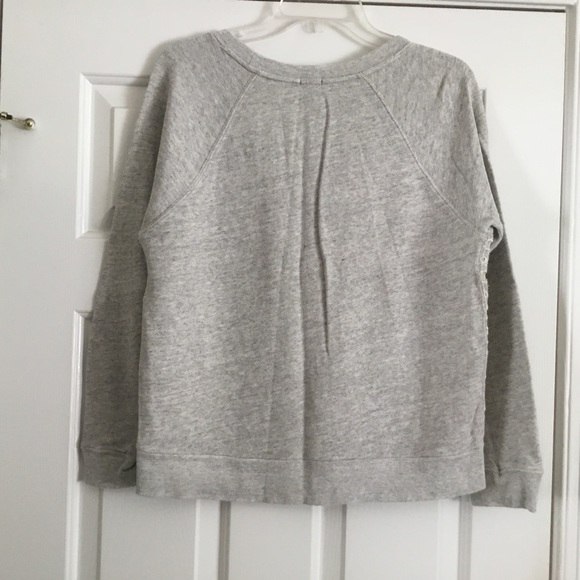 J CREW oatmeal cutout eyelet sweatshirt M - Picture 3 of 6